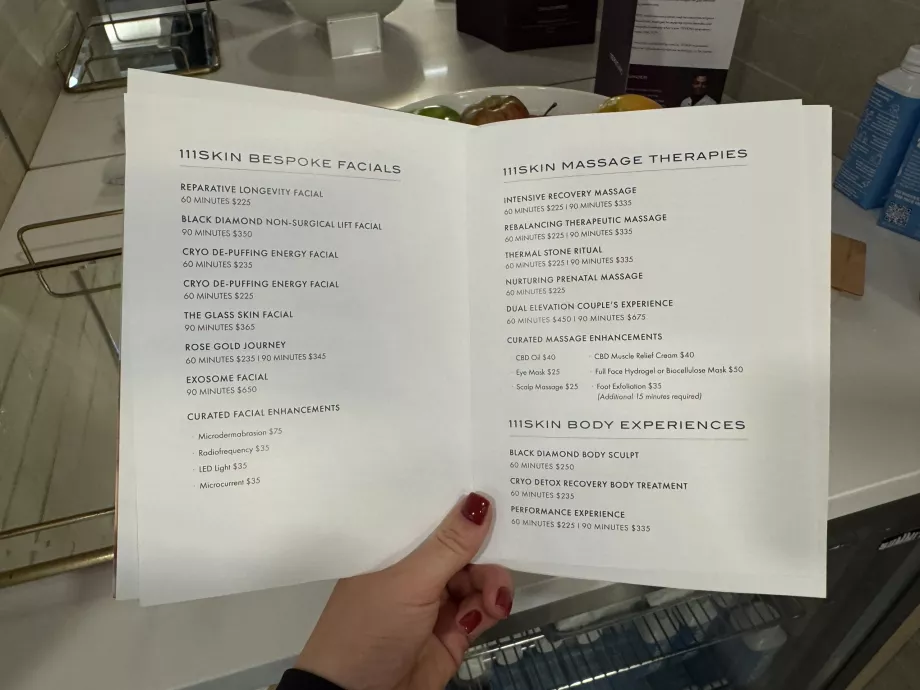 Liste des prix du spa