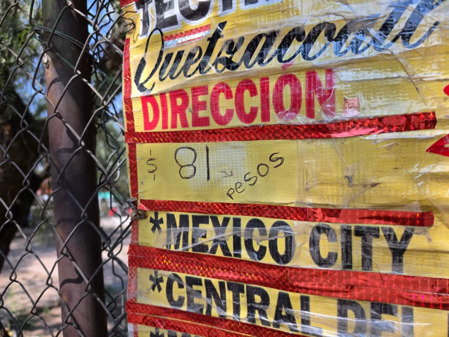 Prix des bus vers le centre de Mexico