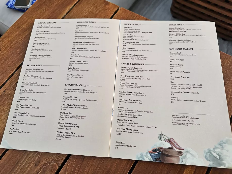 Akara Sky Hanuman - menu, nourriture