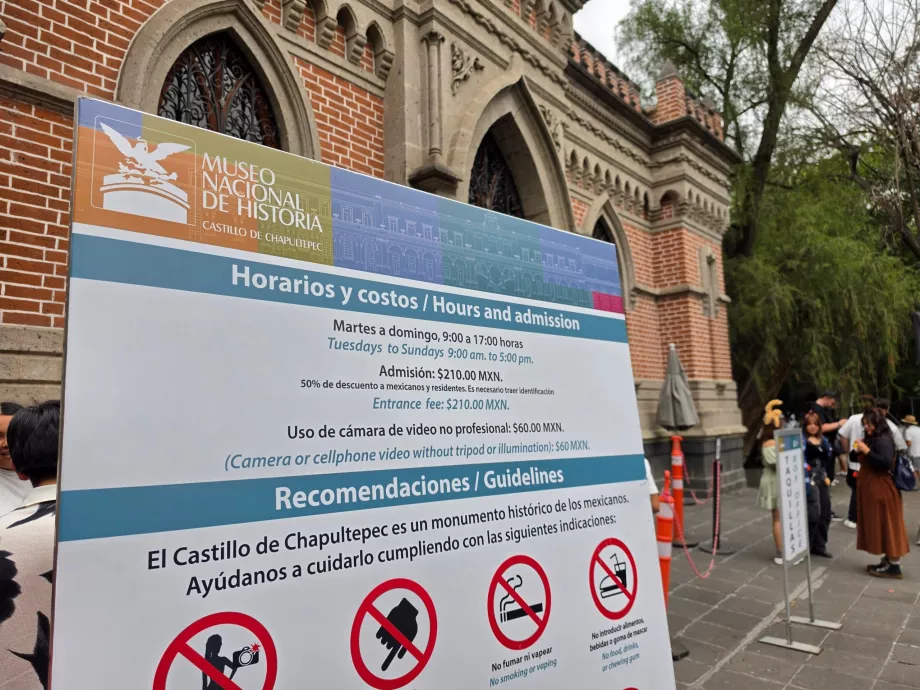Château de Chapultepec, heures d'ouverture et liste de prix