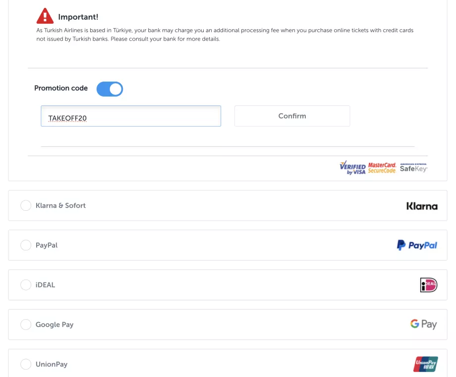 Code promo Turkish Airlines
