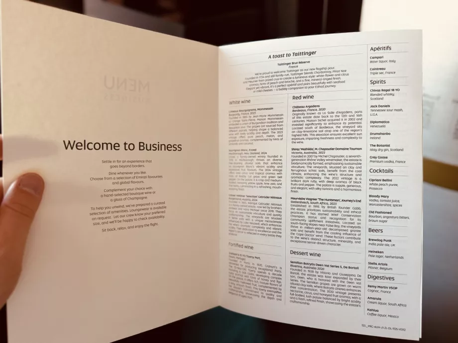 Offre de vins, bières, apéritifs, digestifs et cocktails