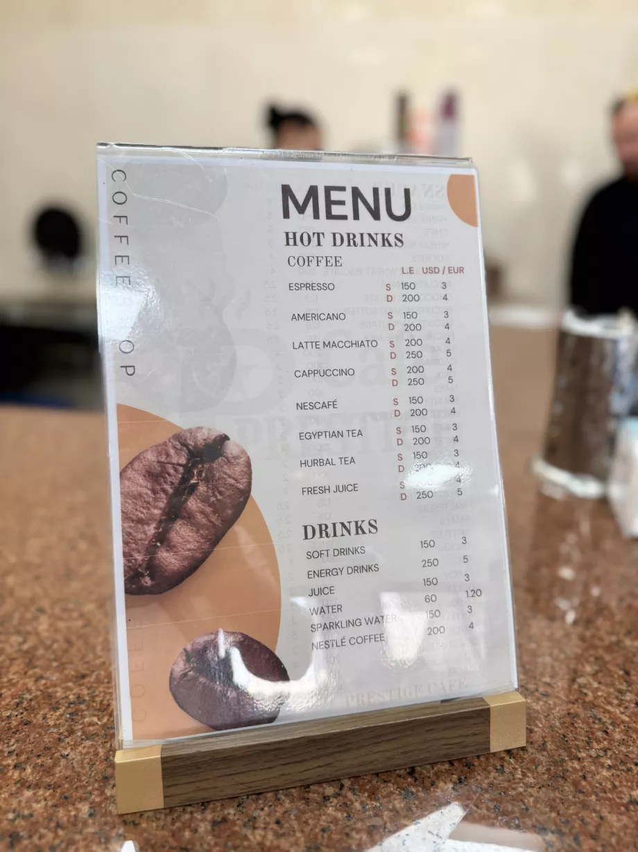 Prix du café et des boissons