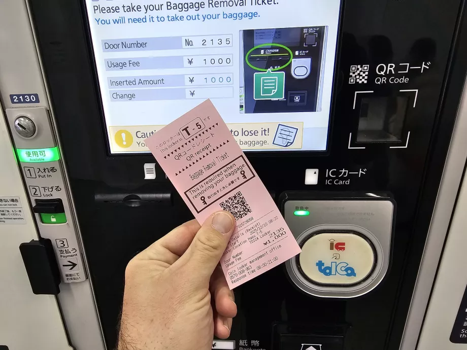 Ticket de stockage des bagages