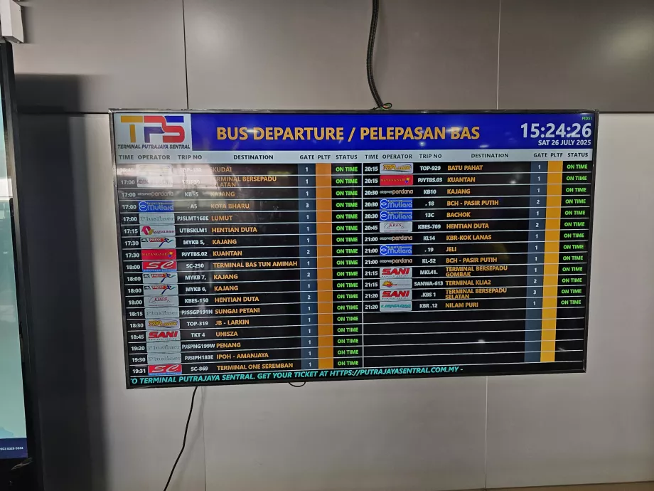 Horaires des bus longue distance