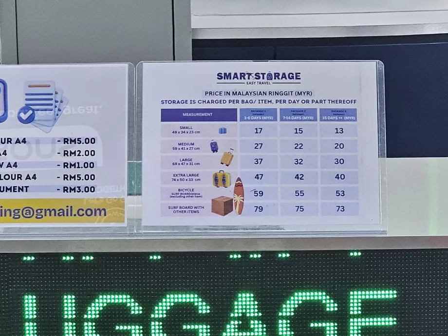 Prix de la consigne à bagages