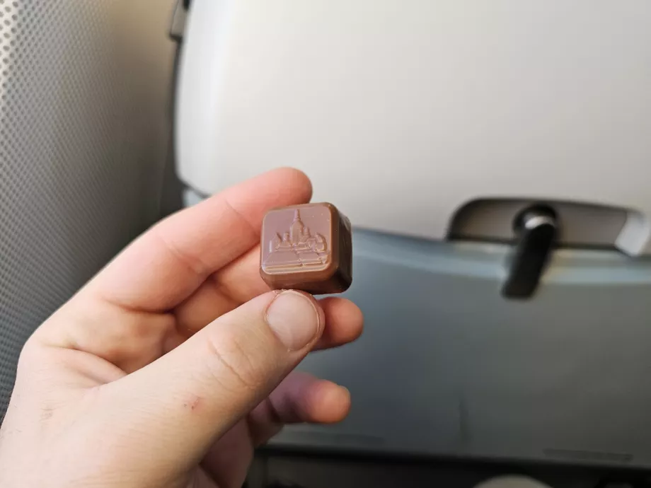 Praline au chocolat avant l'atterrissage