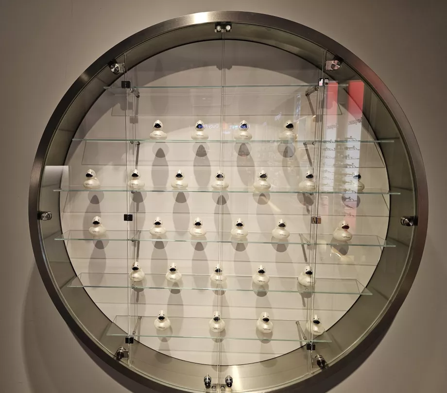 Vitrine avec canards de collection