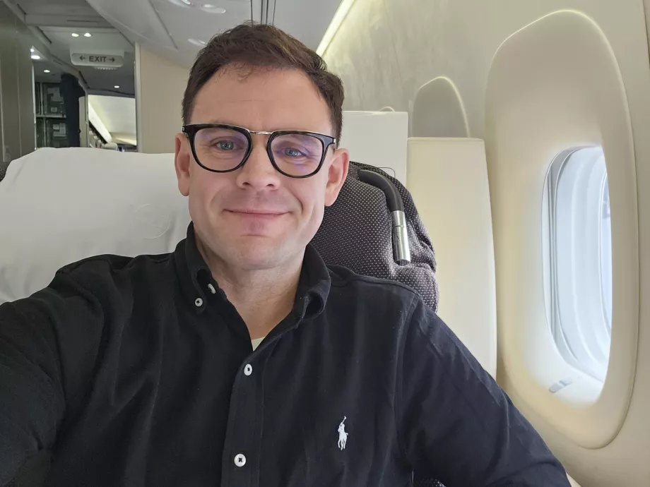 Moi en première classe Lufthansa