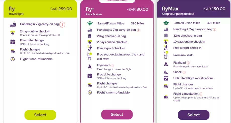 Classes tarifaires flyadeal
