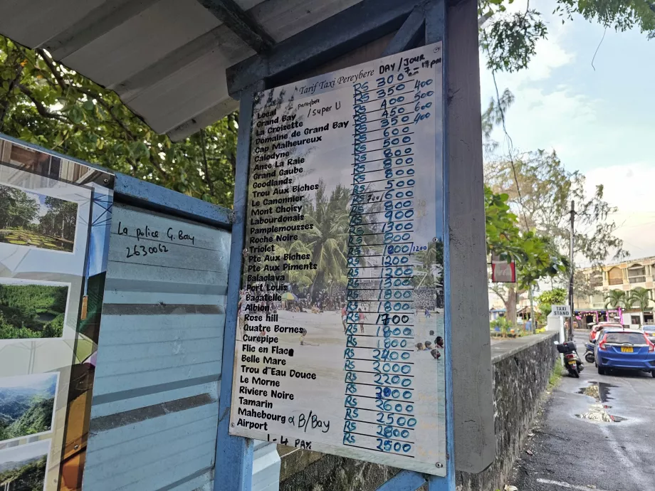 Tarif des taxis à partir de Bain Boeuf