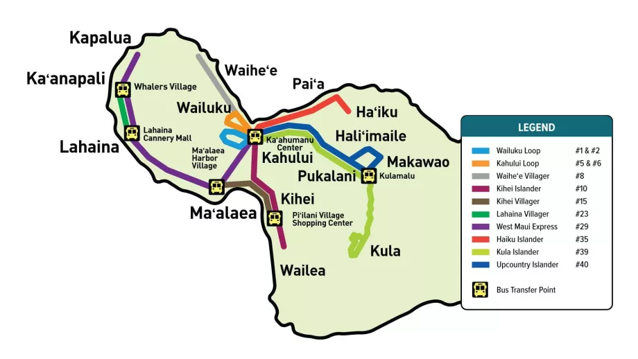 Carte des bus de Maui