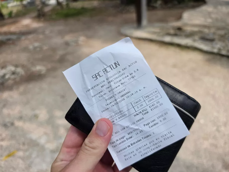 Billet pour le Gran Cenote