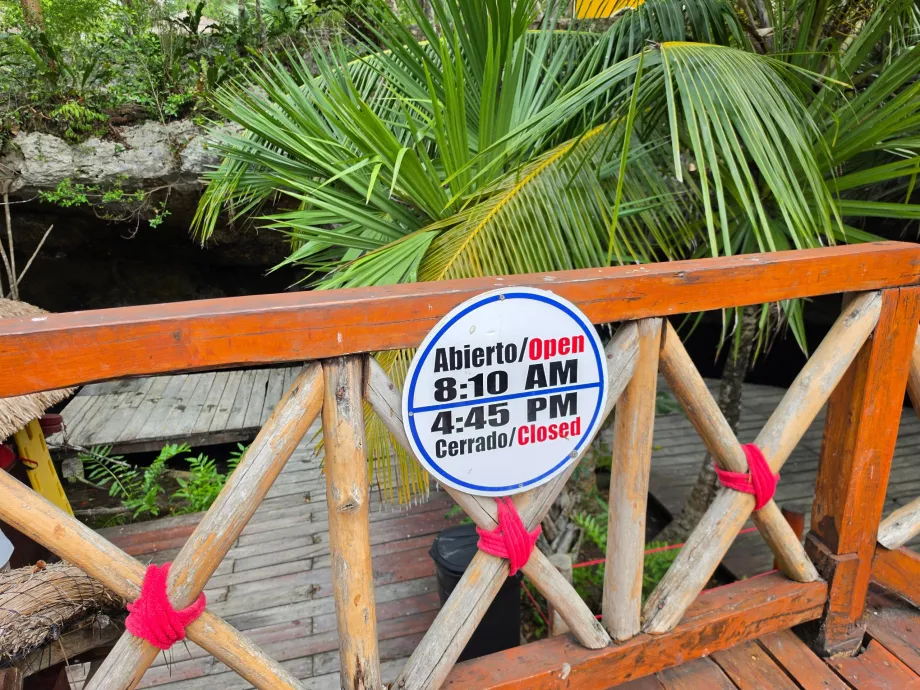 Horaires d'ouverture du Gran Cenote