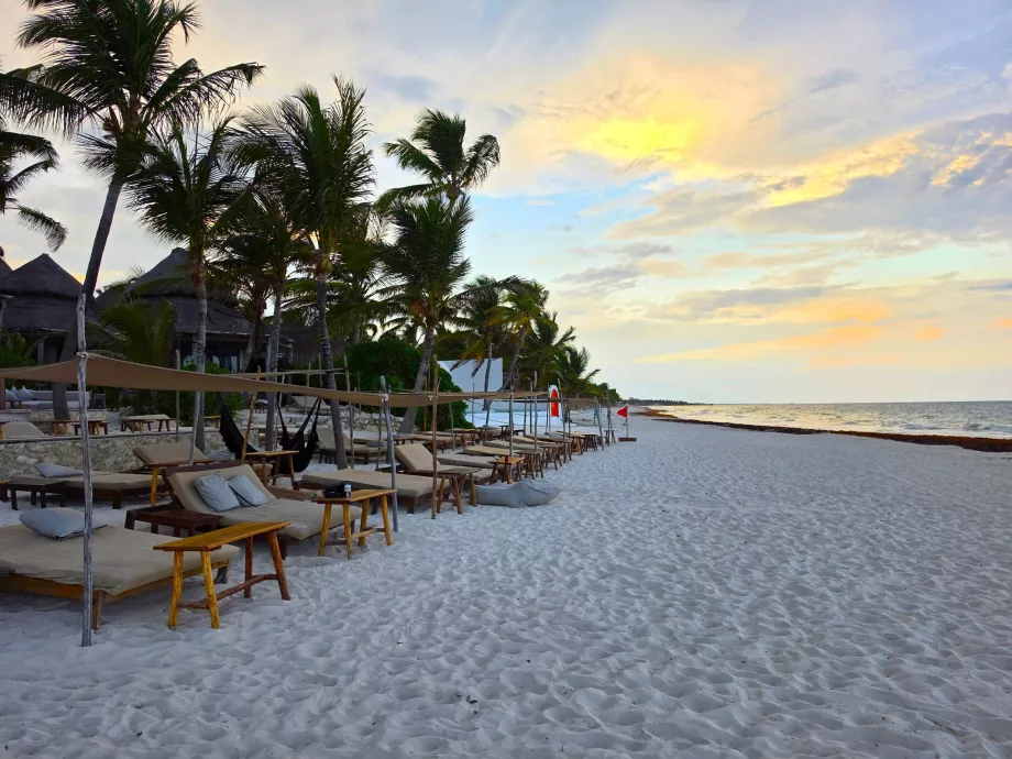 La plage dans la zone hôtelière de Tulum