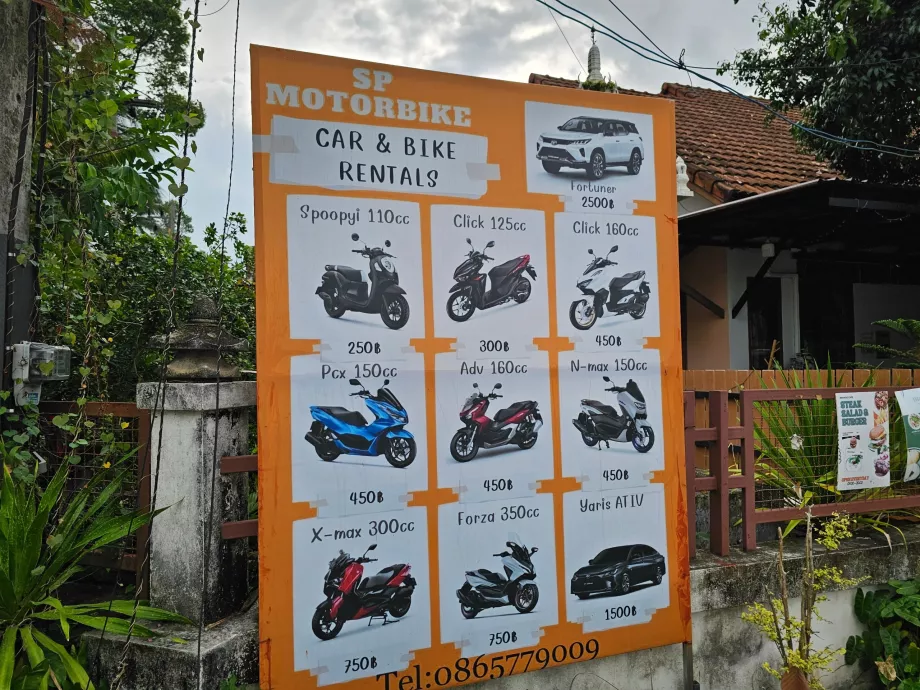 Prix des scooters à Koh Samui