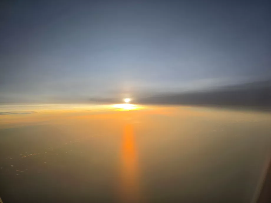 Coucher de soleil avant l'atterrissage au Mexique