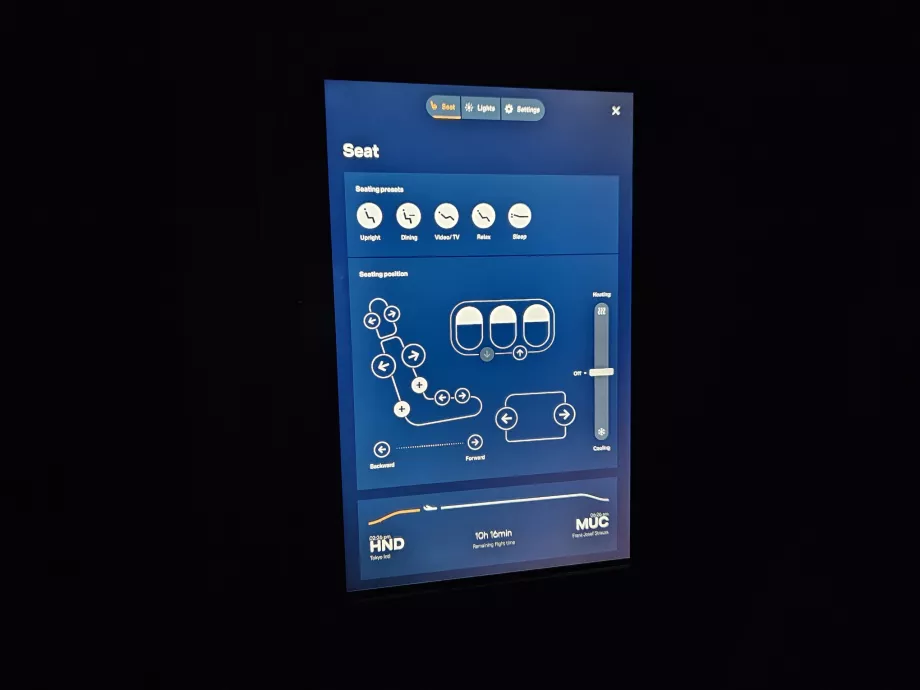 Commande des sièges par tablette