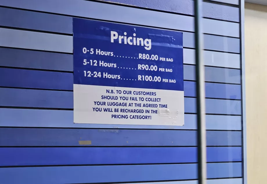 Liste des prix de la consigne à bagages