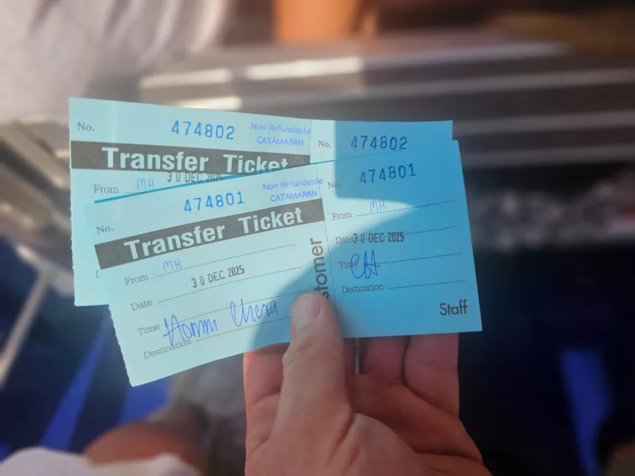 Ticket de transfert de l'embarcadère à l'hôtel