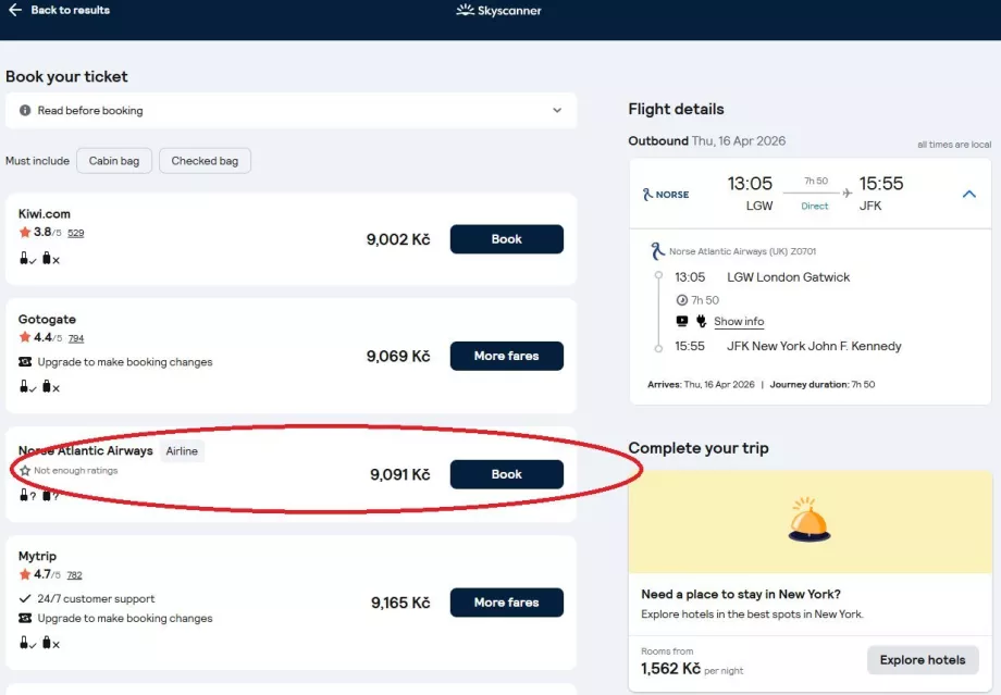 Choisir le site web d'une compagnie aérienne