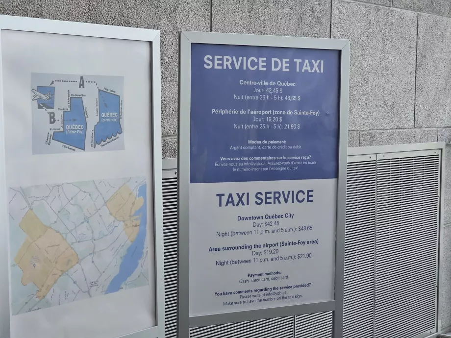 Liste de prix des taxis