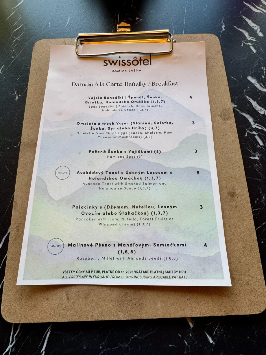 Menu petit-déjeuner à la carte