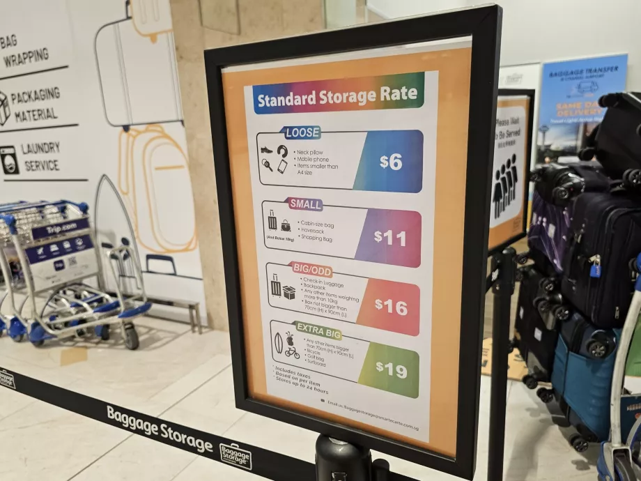 Liste des prix de la consigne à bagages