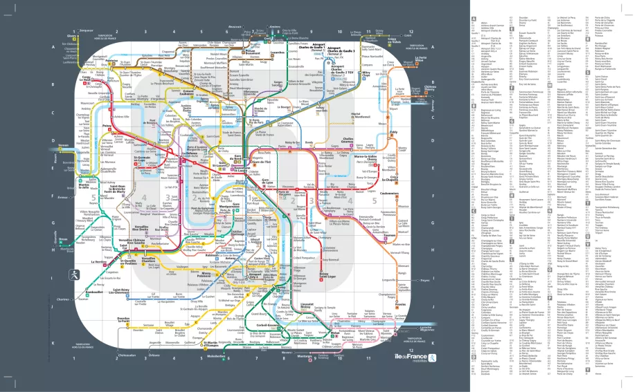 Carte des zones dans et autour de Paris