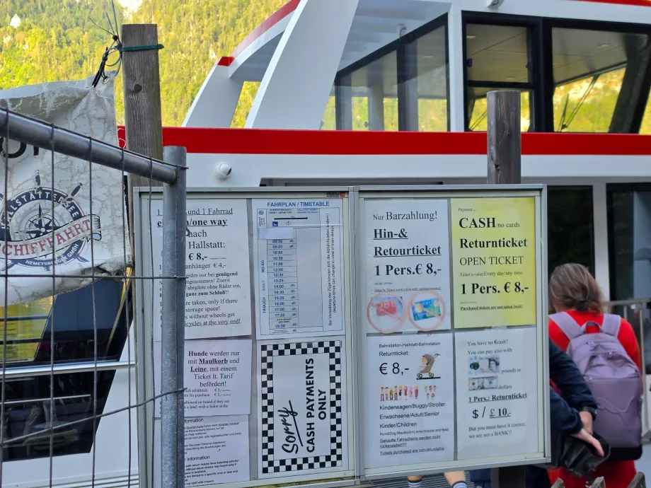 Informations sur les tarifs des ferries