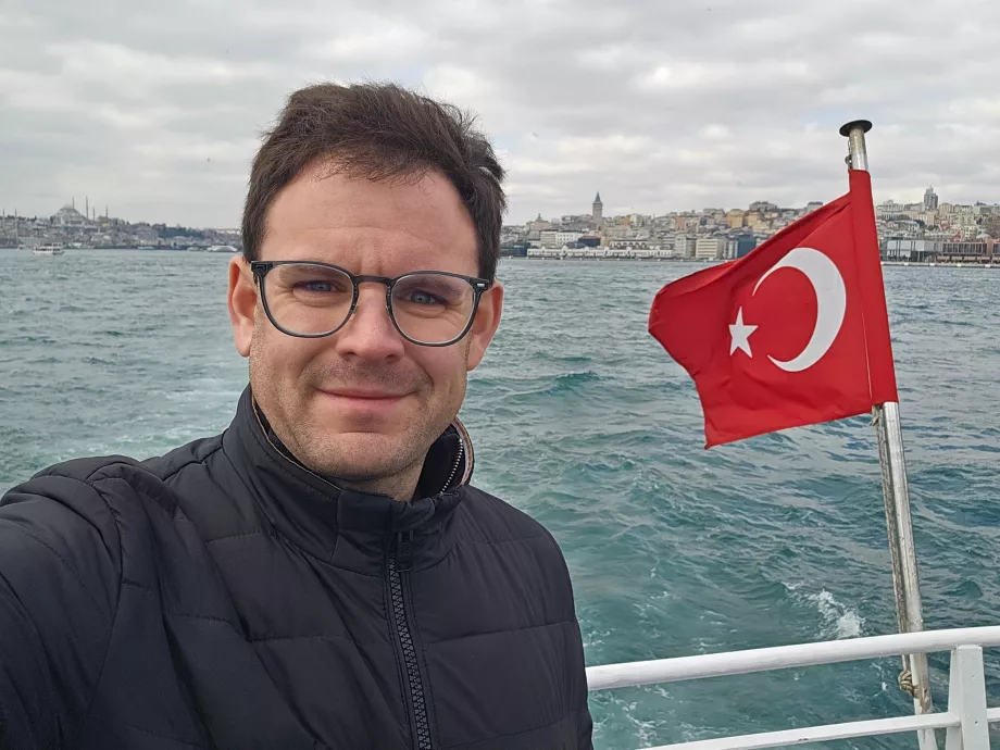 Moi sur le bateau vers la tour Maiden