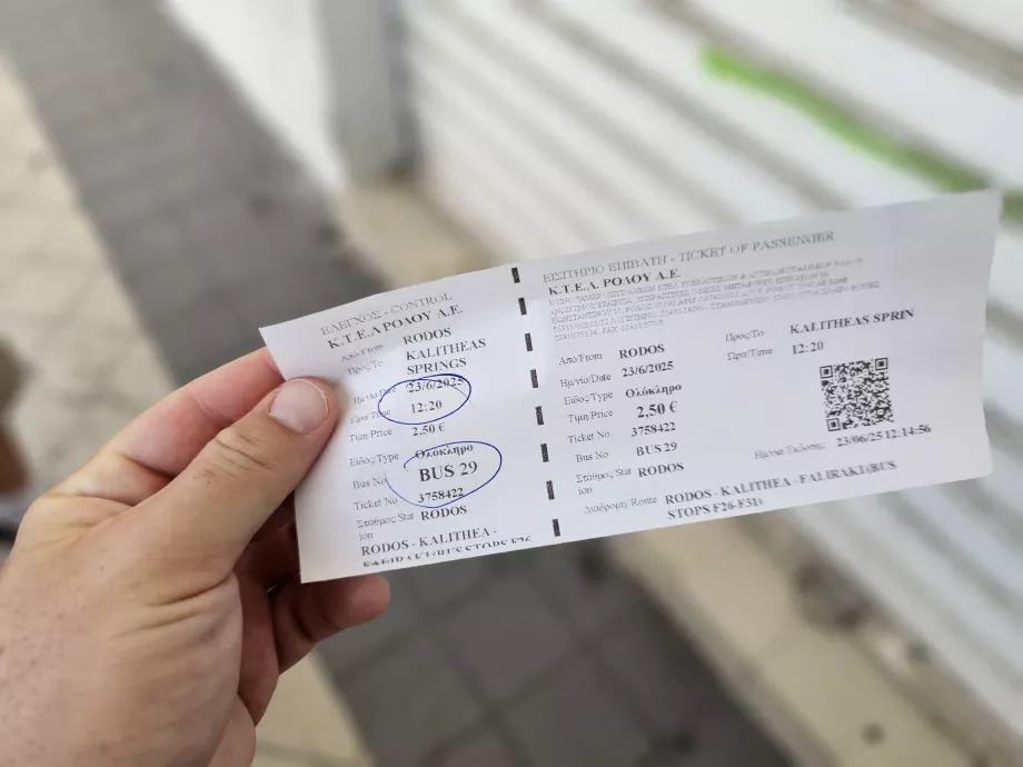 Ticket, KTEL Rhodes
