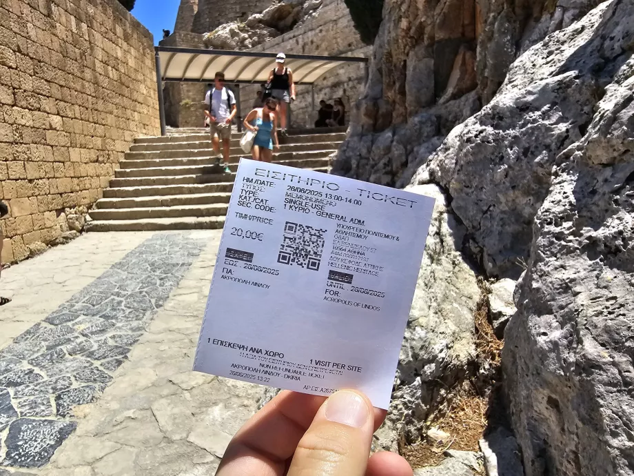 Billet pour l'Acropole de Lindos