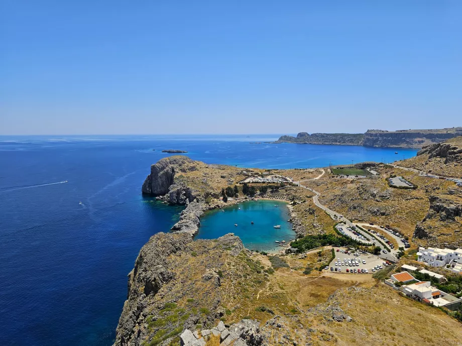Vue de la baie de Saint-Paul depuis l'acropole de Lindos