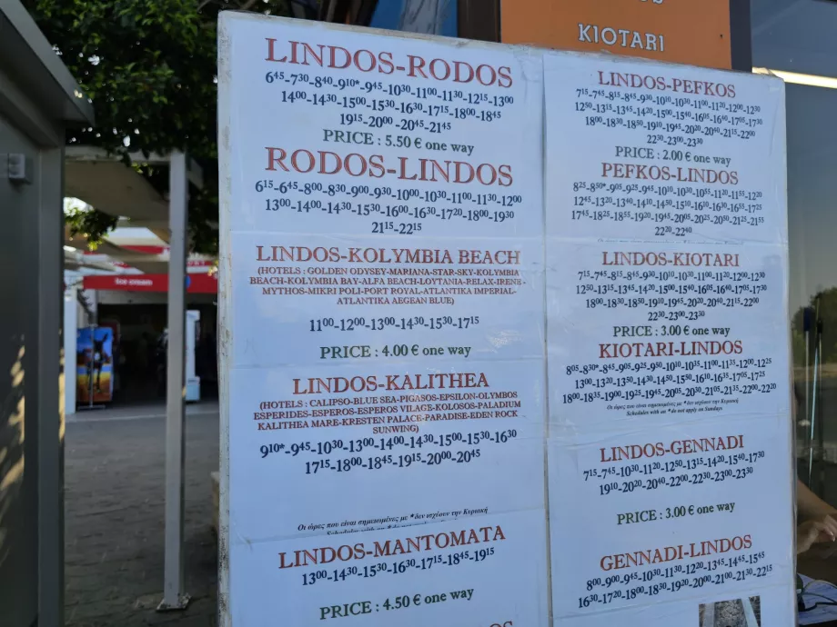 Horaires Lindos