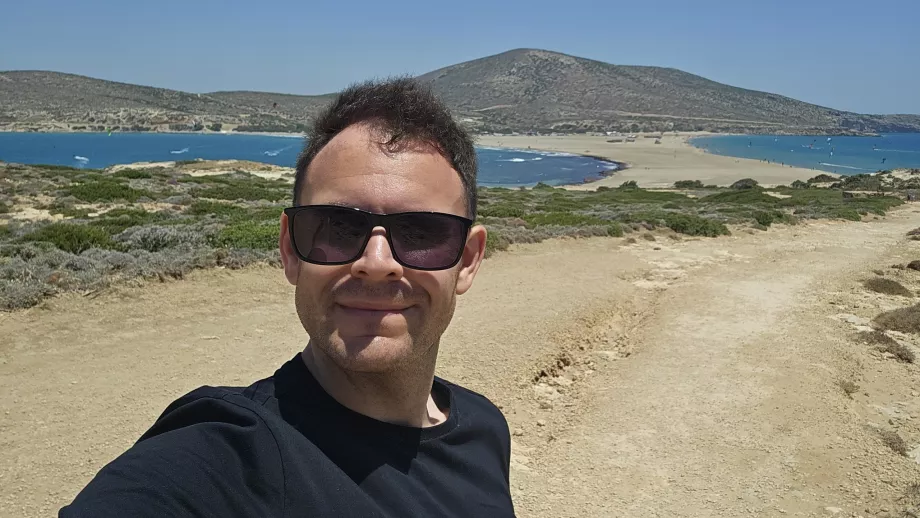 Christopher sur la plage de Prasonisi