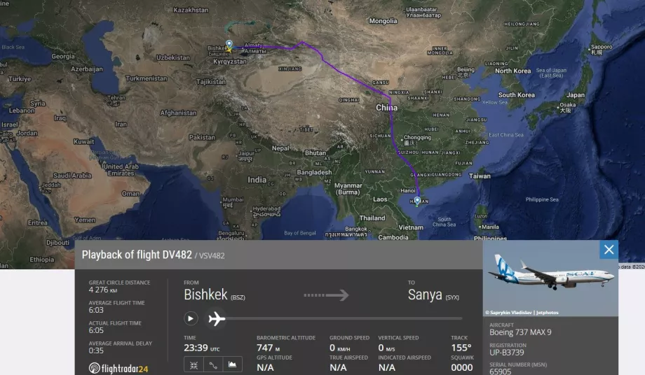 Vol Bishkek - Sanya