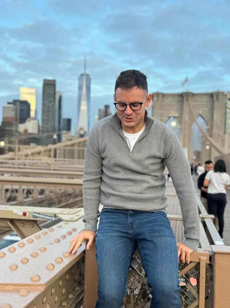 Moi sur le pont de Brooklyn