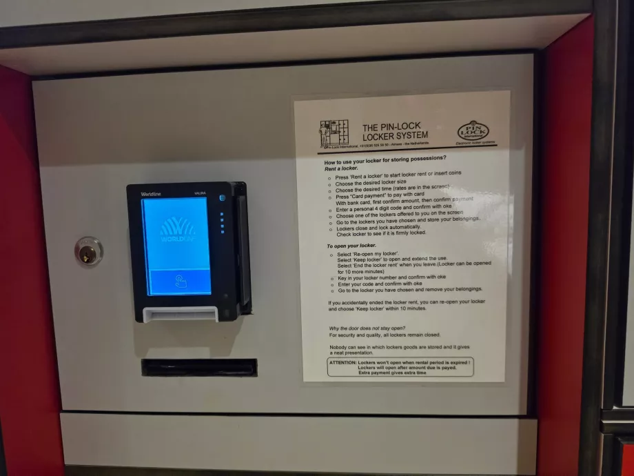 Consignes à bagages, paiement par carte