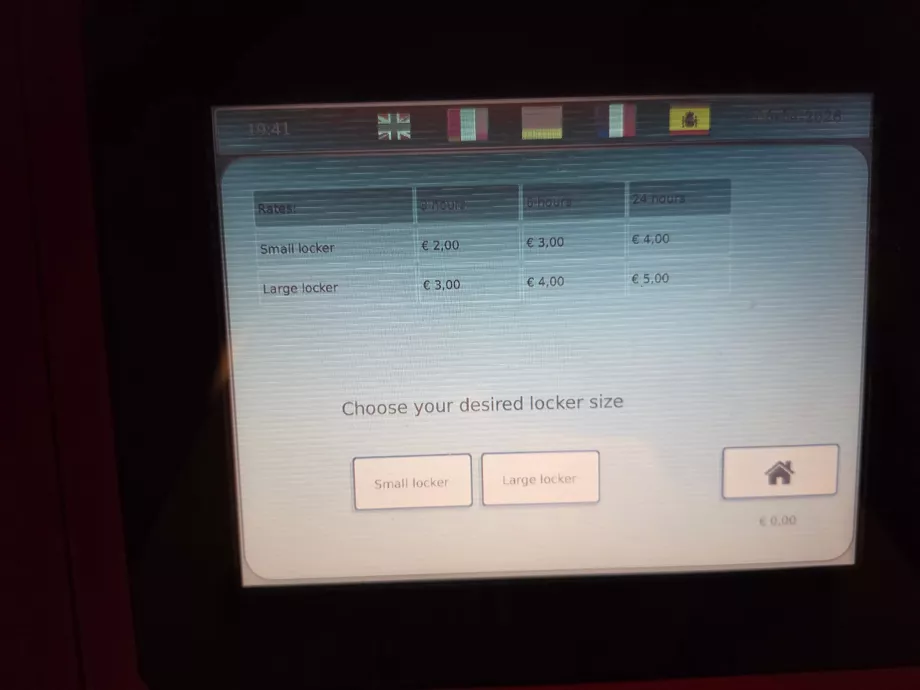 Consignes à bagages, liste de prix