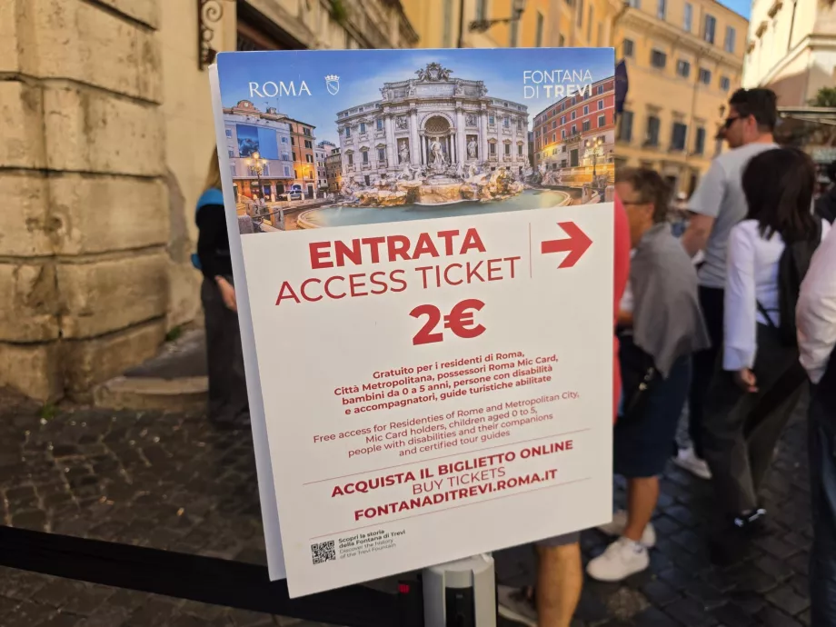 Prix du billet pour Trevi Fountain