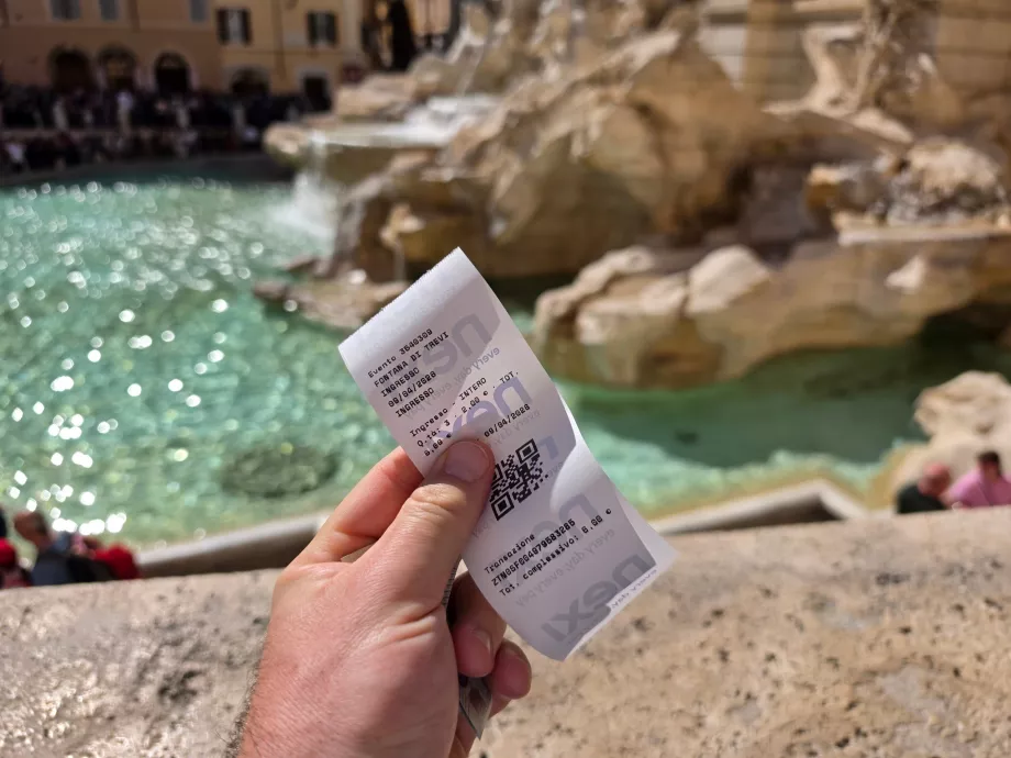 Billet pour la fontaine de Trevi