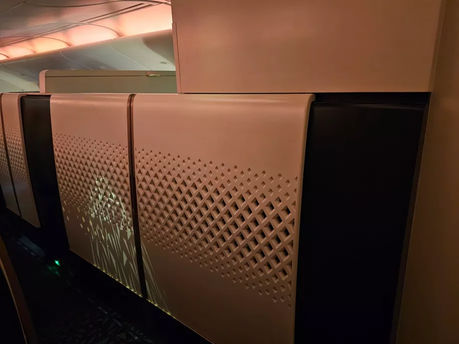 Nos sièges 1A et 1C, vus depuis le couloir