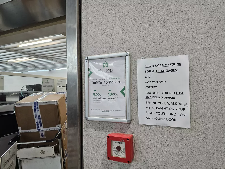 Entreposage des bagages, Terminal 1