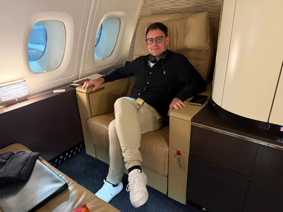 Moi en première classe sur Etihad Airways